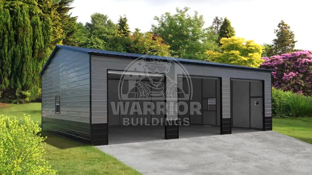 24x40x12 Three Car Side Entry Garage
